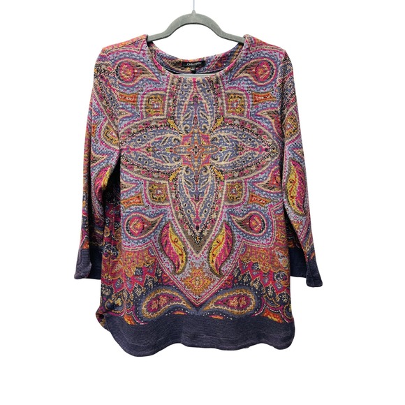 John Mark Tops - John Mark Tunic Top L Multicolor Festival Ren Faire Artisan Gypsy Hippie Boho